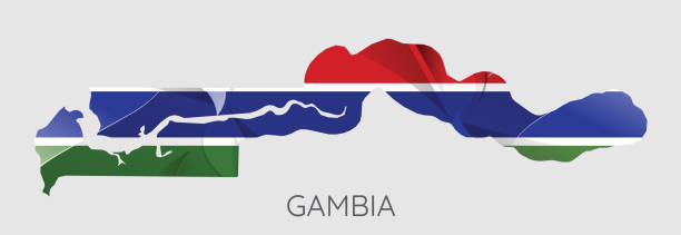istock Map of Gambia with an official flag. Illustration on white background 1152866810