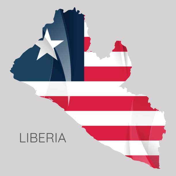 istock Map of Liberia with an official flag. Illustration on white background 1152866813