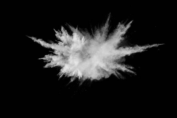 istock White powder explosion cloud against black background.White dust particles splash. 1152867351