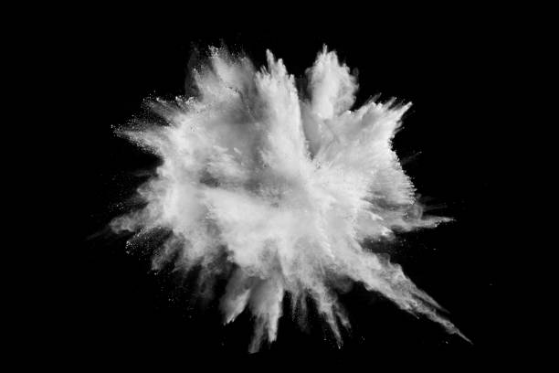 istock White powder explosion cloud against black background.White dust particles splash. 1152867364