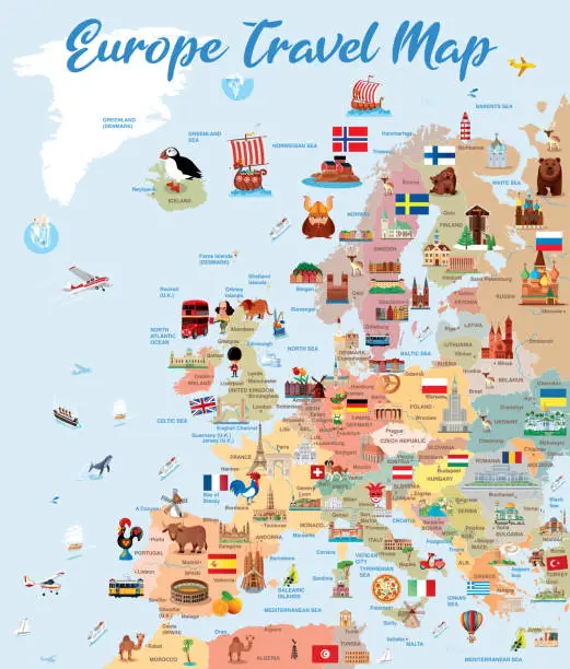 Vector illustration of Europ Travel Map