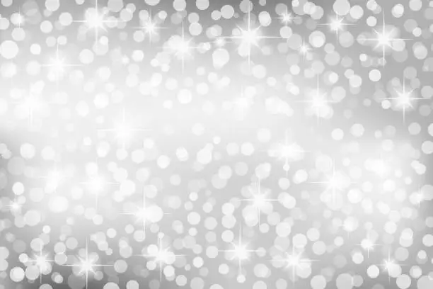 Vector illustration of monochrome silver abstract background. winter theme with circles and stars