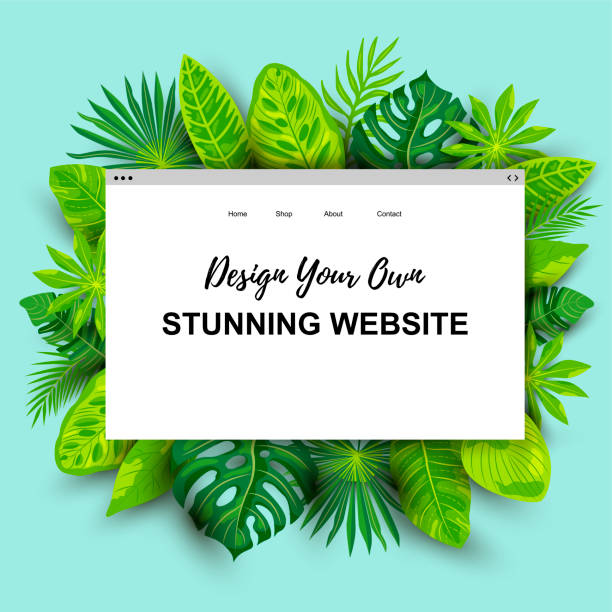 istock Concept of web page design for website with exotic tropical leaves. 1152871549