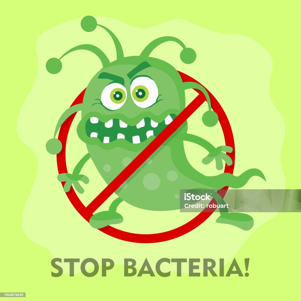 Ilustración de Detener Bacterias Dibujos Animados Vector Ilustración No  Virus y más Vectores Libres de Derechos de Antiséptico - iStock