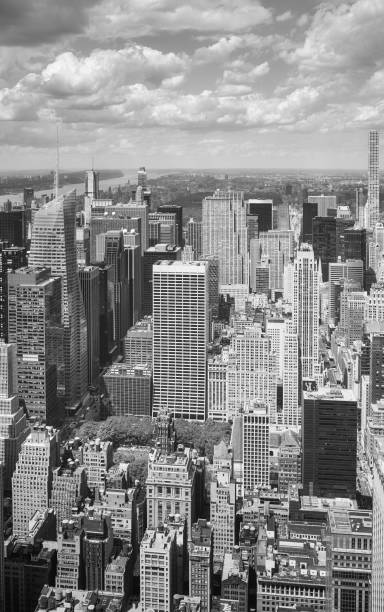 istock Black and white aerial view Manhattan, New York. 1152873126