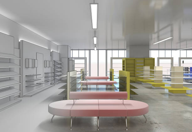 istock shop, store, shopping mall, interior visualization, 3D illustration 1152875904