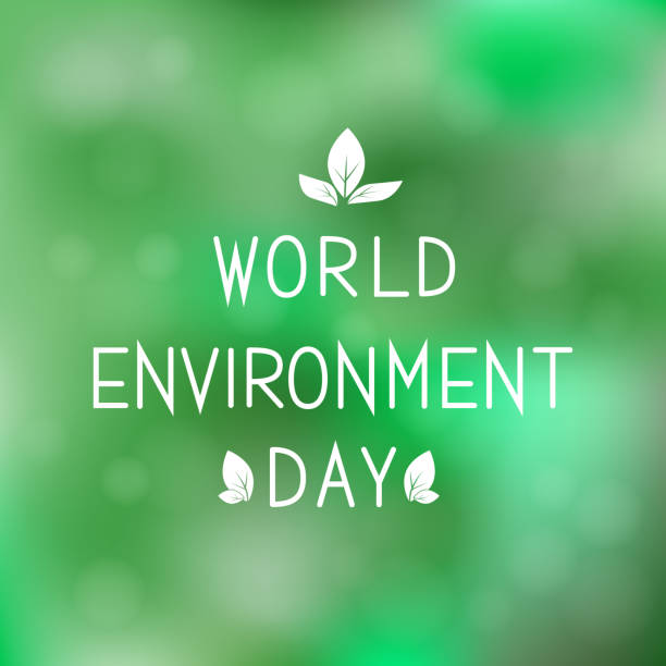 istock World Environment Day lettering with leaves on green blurred background. Ecology concept typography poster. Easy to edit vector template forbanner, flyer, sign,  logo design,  greeting card, etc. 1152878610