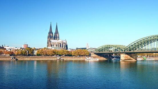 The Cathedral is still the second highest building in Cologne after the telecommunications tower. Its footprint is no less impressive, with the full length of the Cathedral measuring 145 m and the cross nave 86 m. In comparison, a football pitch is \