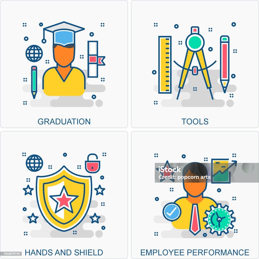 Tools Graduation Icon Graduation Tools Stock Illustration - Download Image Now - Business ...