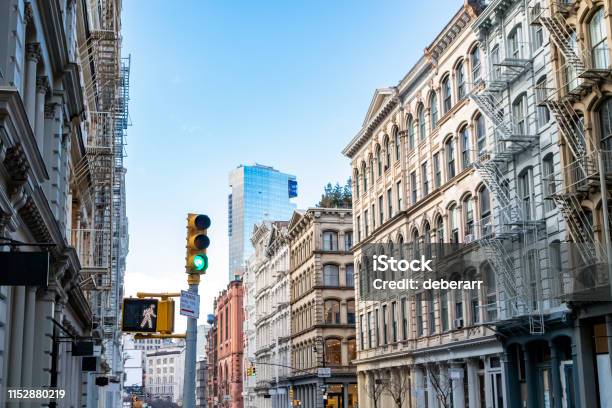 New York City Street View With Old Historic Buildings In The Soho Neighborhood Of Manhattan Nycnew York City Street View With Old Historic Buildings In The Soho Neighborhood Of Manhattan Stock Photo - Download Image Now