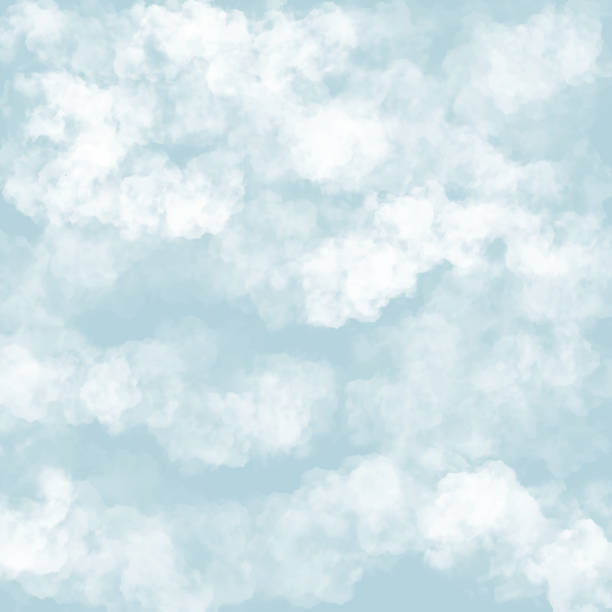 파란색 배경이 있는 구름입니다. 아기 샤워 초대장 카드 배경, 보육실 바탕 화면 - pastel colored sky ethereal softness stock illustrations