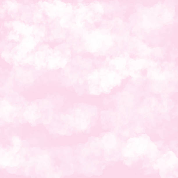 분홍색 배경이있는 구름입니다. 아기 샤워 초대장 카드 배경, 보육실 바탕 화면 - pastel colored sky ethereal softness stock illustrations