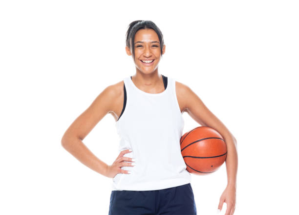 istock African American basketball player on white background - hands on hips 1152881625