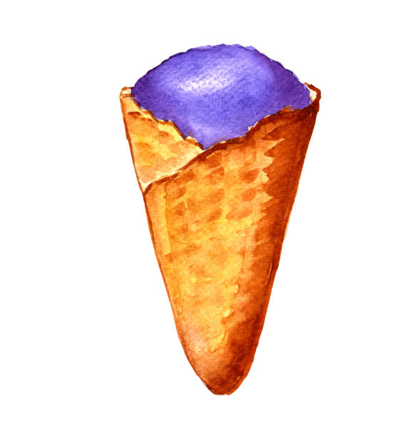 istock Ice cream watercolor summer set. Hand drawn illustration fruit ice cream in a waffle cone isolated on white background 1152882537