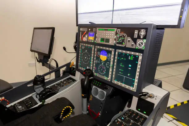 Photo of Fighter aircraft simulator training room