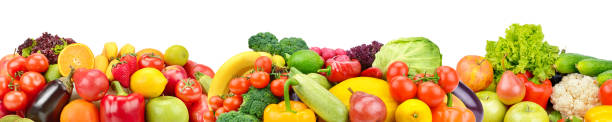 istock Collection fresh fruits and vegetables isolated on white background 1152889190