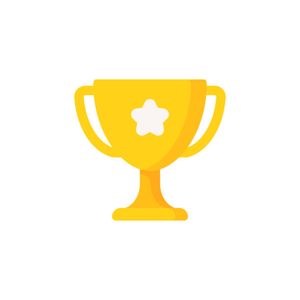 trophy flat icon. pixel perfect. für mobile und web. - motivation stock-grafiken, -clipart, -cartoons und -symbole
