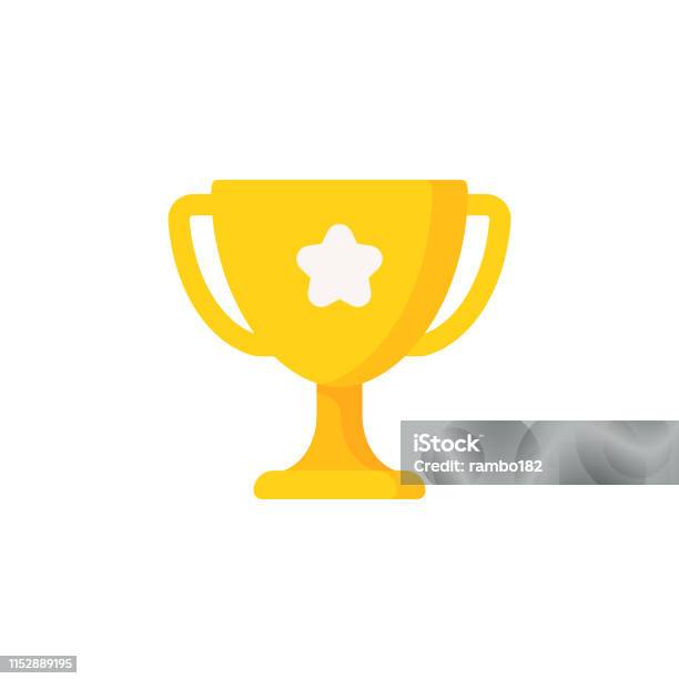 Trophy Flat Icon Pixel Perfect For Mobile And Web - Arte vetorial de stock e mais imagens de Troféu