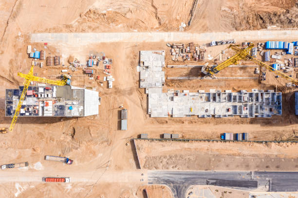 istock construction site with building tower cranes. development of new residential area. 1152894888