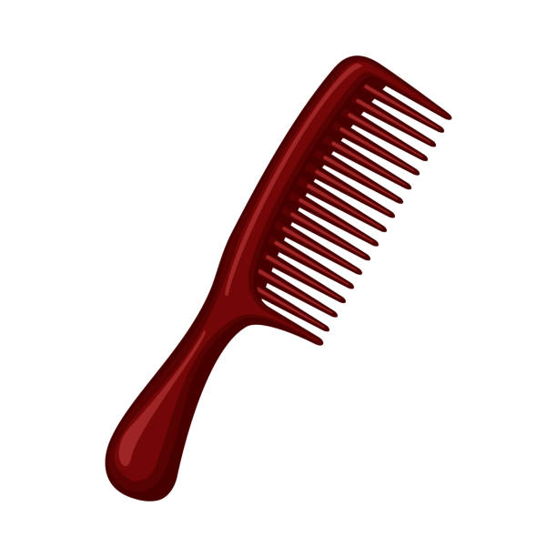 Cartoon brown comb Cartoon brown comb. Everyday hair care tool. Hairdresser equipment vector illustration for icon, stamp, label, certificate, brochure, leaflet, poster, coupon or banner decoration Combing stock illustrations