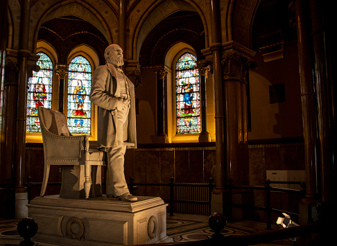 James A. Garfield Monument in Lake view Cemetery in Cleveland, Ohio with stained glass and a stature of him