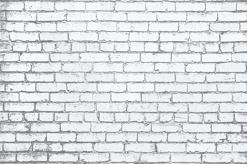 White Painted Brick Wall Grunge Rustic Textured Background Vector Illustration