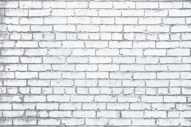 Vector illustration of White Painted Brick Wall Grunge Textured Background Illustration
