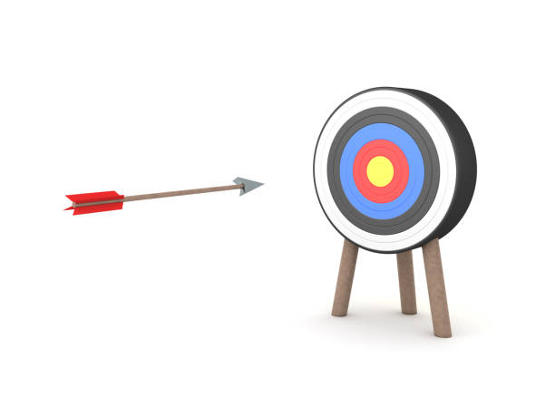 istock 3D Rendering of arrow about to hit a target 1152910775