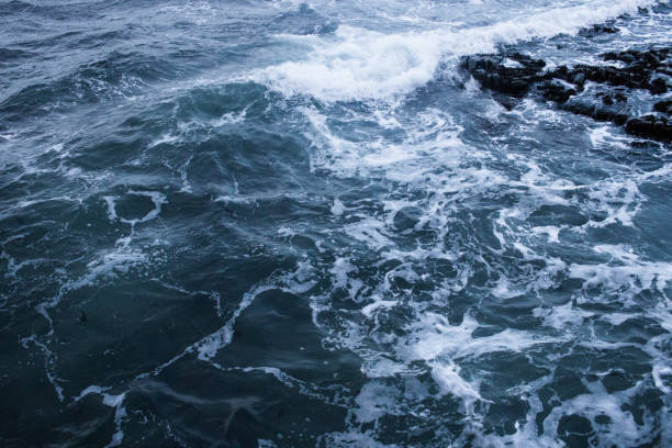 istock Dark blue nothern ocean waves in winter. Water surface 1152911013