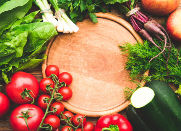 istock Cutting board and super foods around it. 1152912027