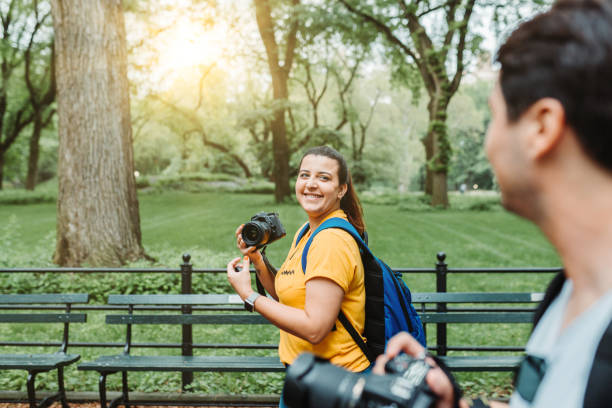 istock Young couple photographing in Central Park 1152914077