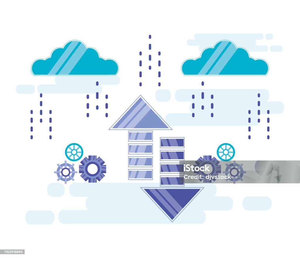 Cloud Computing With Arrows Up And Down Stock Illustration - Download ...