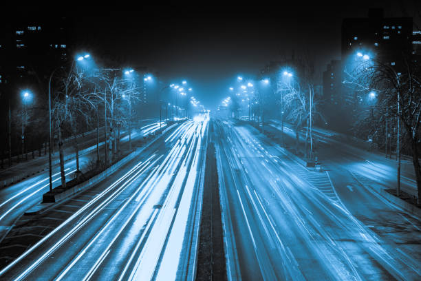 istock modern city traffic at night, China, Beijing 1152917921