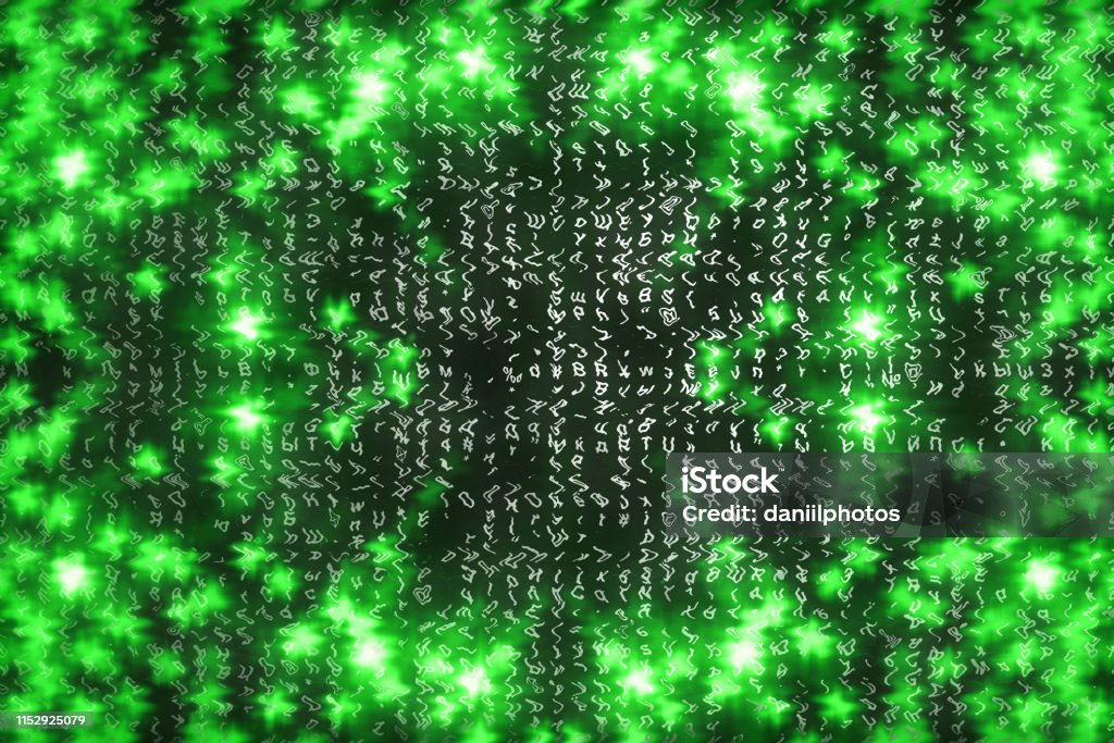 Matrix Virtualization Style Green Matrix Digital Background Abstract Cyberspace Concept Characters ...