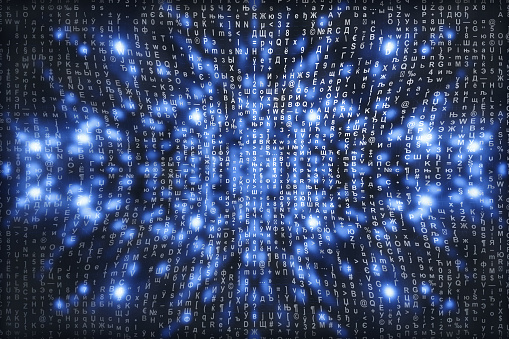 Blue Matrix Digital Background Abstract Cyberspace Concept Characters ...