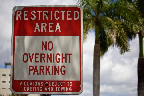 istock Restricted Area No overnight Parking Sign 1152928033