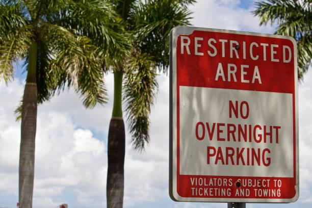 istock Restricted Area No overnight Parking Sign 1152928050
