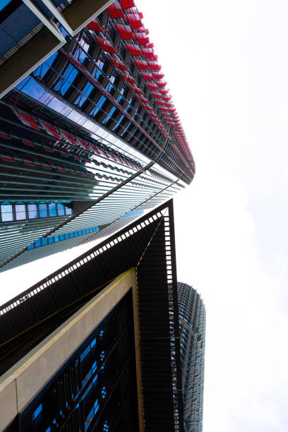 istock Low angle view of office buildings, skyscrapers, sky background with copy space 1152928057