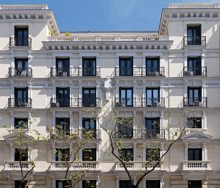 Facade of beautiful apartments in Spain.