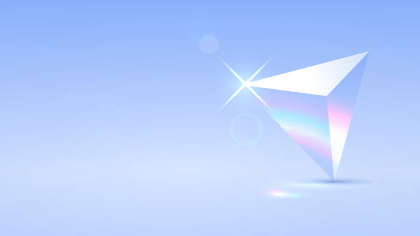 Triangular transparent prism Triangular transparent prism and spectrum of light dispersion stock illustrations