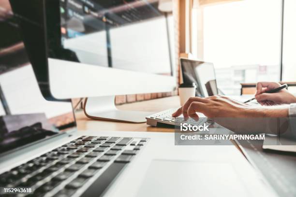Developing Programmer Development Website Design And Coding Technologies Working In Software Company Office Stock Photo - Download Image Now