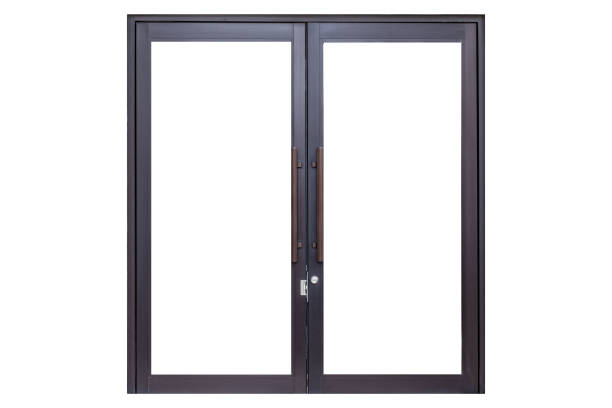 istock Black metal door frame isolated on white background 1152945643