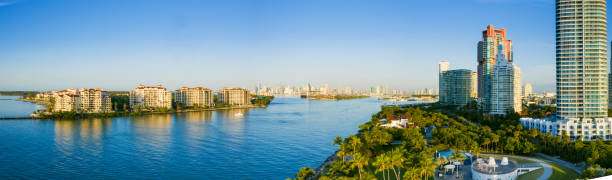 South Beach Miami from South Pointe Park, Florida, USA