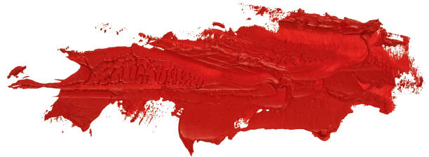 istock Red oil texture paint brush stroke, hand painted, isolated on white background. 1152952802