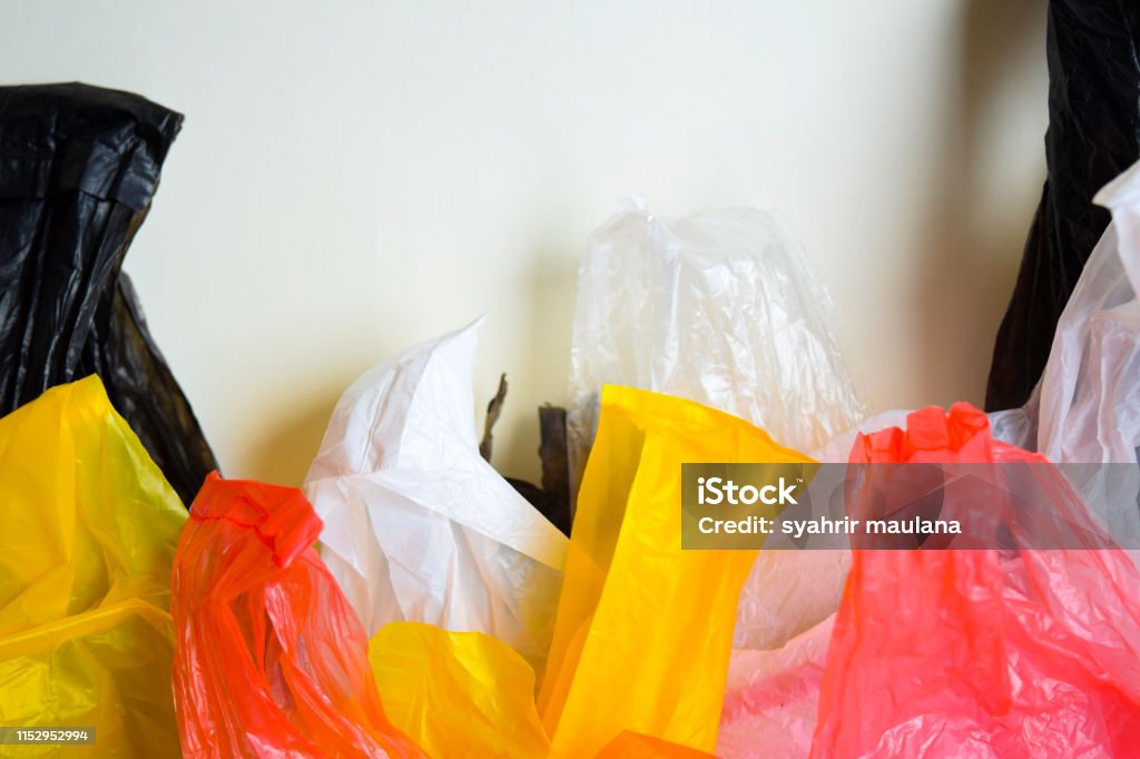 Say No To Plastic Bags - No More Plastic Concept isolated white background Alertness Stock Photo