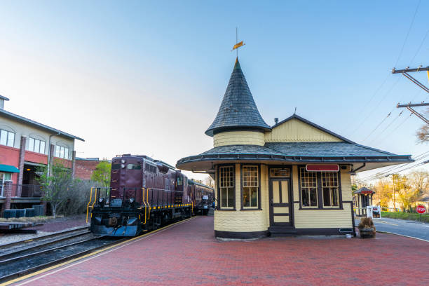 Locomotive train station in a town in Pennsylvania