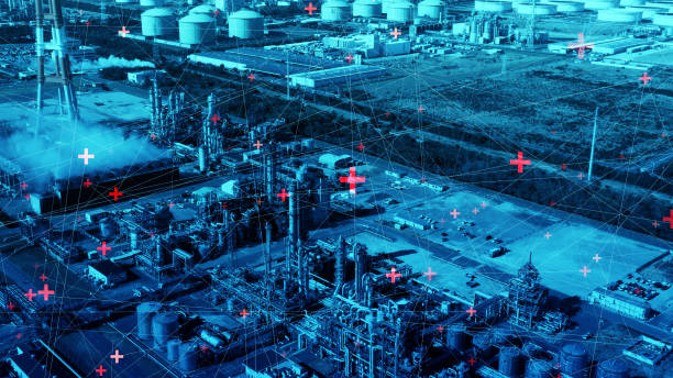 istock Modern industrial plant and communication network concept. 1152958092