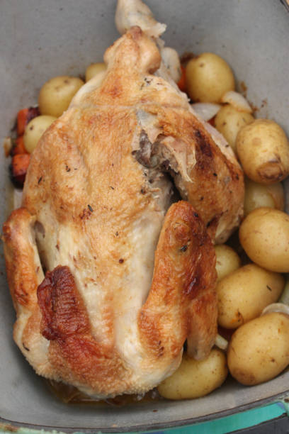 istock Roast chicken with casserole Roasted potatoes and carrot 1152965406