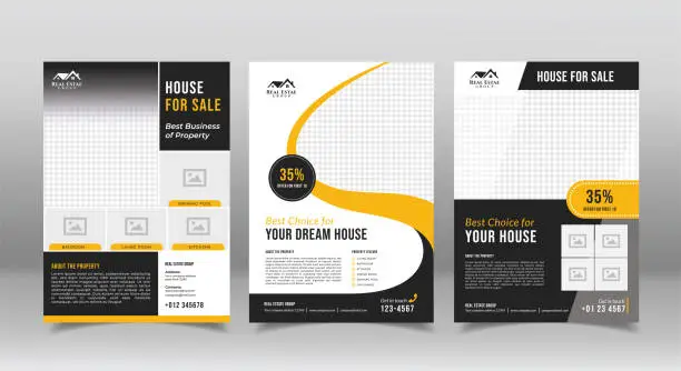 Vector illustration of geometric real estate brochure design template. business flyer brochure designs template