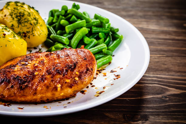 istock Chicken breast, baked potatoes and vegetables 1152971513